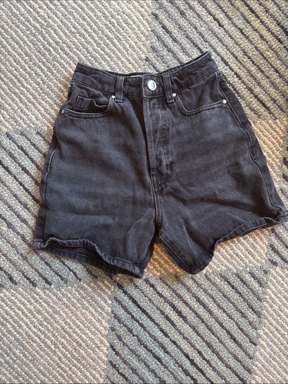 Zara Black High-Waist Denim Shorts